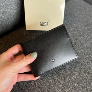 經典滑面牛皮6卡短夾 黑