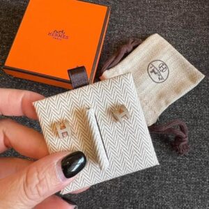 經典mini POP H耳環 奶茶灰玫瑰金