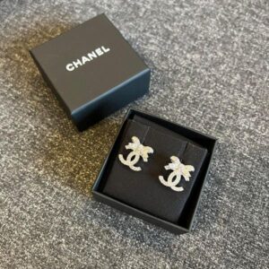 蝴蝶結鑽耳環 銀