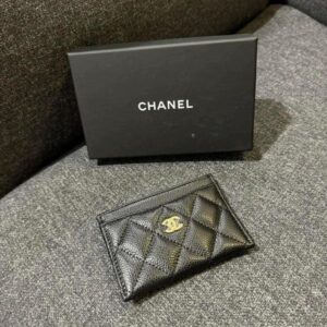 經典橫式卡片夾 荔枝牛皮黑金