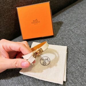 KELLY雙層皮革手環 白玫瑰金