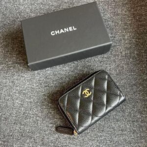 經典ㄇ型零錢包 荔枝牛皮黑金