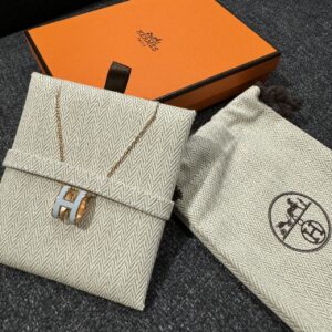 經典POP H項鍊 寶寶藍玫瑰金
