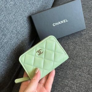 經典ㄇ型零錢包 荔枝牛皮綠金