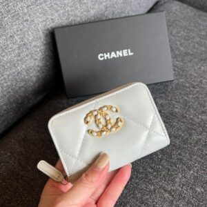 19系列 羊皮ㄇ型拉鍊卡片零錢包 灰