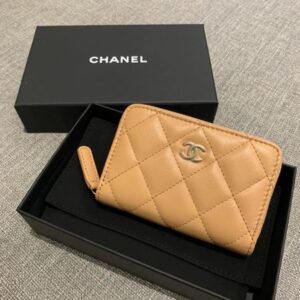 經典ㄇ型零錢包 羊皮奶茶金