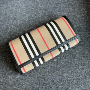 條紋掀蓋長夾 黑