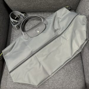 LE PLIAGE GREEN 系列 #取代CLUB系列 刺繡LOGO尼龍 可擴充旅行袋 石墨灰