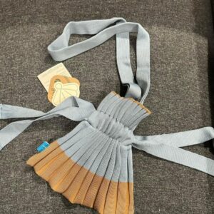 MYSHELL 小款針織貝殼包 拼接霧霾藍卡其
