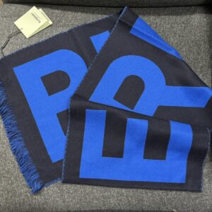 超人氣大LOGO雙面圍巾 深藍拼電光藍