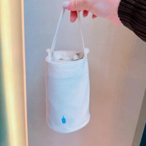 BLUE BOTTLE COFFEE 藍瓶咖啡 韓國限定🇰🇷 帆布保溫瓶手提斜背包 經典 白+內裏藍配色
