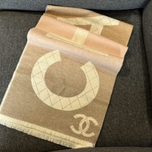 大LOGO漸層圍巾 漸層奶茶米粉