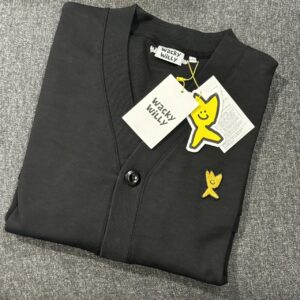 韓國文青品牌 wacky Willy (前what it isNT) 厚軟棉V領開襟外套 黑