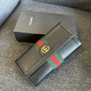 荔枝牛皮OPHIDIA掀蓋長夾 黑