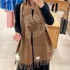 圓LOGO雙面圍巾 駝：圖片 7