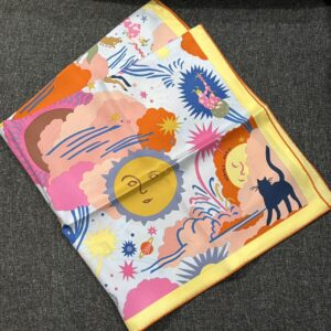 70*70方型絲巾 黃邊