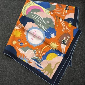 70*70方型絲巾 深藍邊