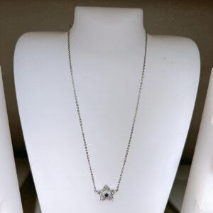 SWAROVSKI 施華洛世奇 大星星中間藍水晶系列 項鍊 銀