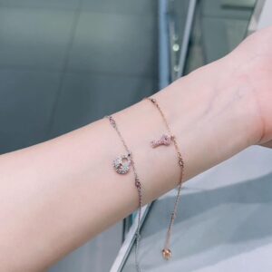 SWAROVSKI 施華洛世奇 精緻疊搭水晶手鍊2入組合 鎖頭鑰匙