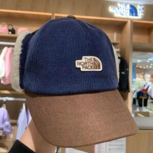 THE NORTH FACE  兒童毛毛活動式蓋耳飛行帽 海軍藍拼棕 灰綠拼奶油白