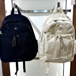 WACKY WILLY (前what it isnt) 開心小花拉鍊後背包 黑 象牙白