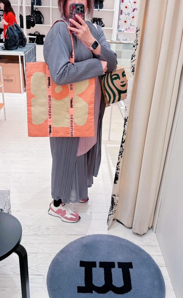 marimekko  日本限定🇯🇵 Unikko花花大托特包 灰藍黑 灰米藍 粉橘：圖片 8