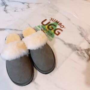 澳洲知名雪靴品牌 JUMBO UGG 毛毛拖鞋 大象灰 歐碼38