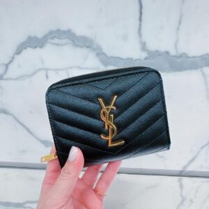 魚子醬牛皮有拉鍊大短夾 黑金