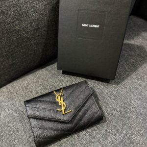 魚子醬牛皮信封名片夾 黑金