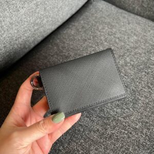 低調格紋三折mini短夾 黑
