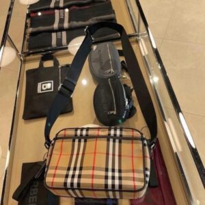 尼龍格紋相機包 經典駝