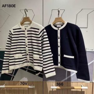 LACOSTE 小香風經典鱷魚LOGO🐊純棉針織開襟外套 白拼深藍條紋 深藍拼白