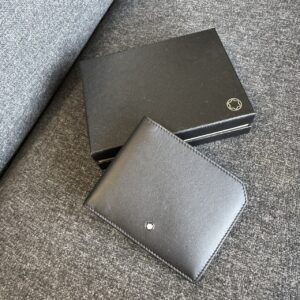 牛皮斜角6卡短夾 黑
