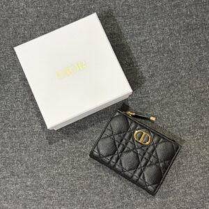 菱格牛皮對開短夾 黑