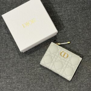 菱格牛皮對開短夾 灰