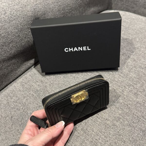 BOYㄇ型卡片零錢包 荔枝牛皮黑金：圖片 2