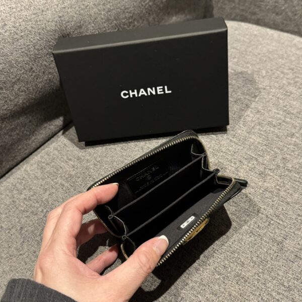 BOYㄇ型卡片零錢包 荔枝牛皮黑金：圖片 3