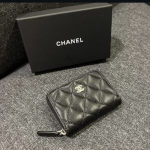 經典ㄇ型零錢包 荔枝牛皮黑銀