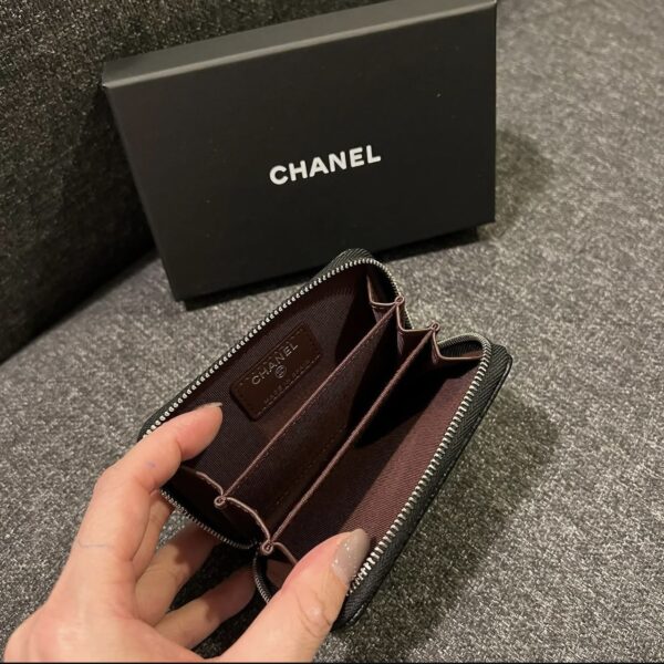 經典ㄇ型零錢包 荔枝牛皮黑銀：圖片 4