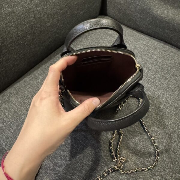 可可愛愛手提貝殼包 荔枝牛皮黑金：圖片 3