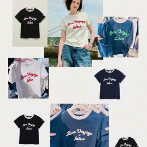 SATUR 針織領法式立體LOGO短TEE