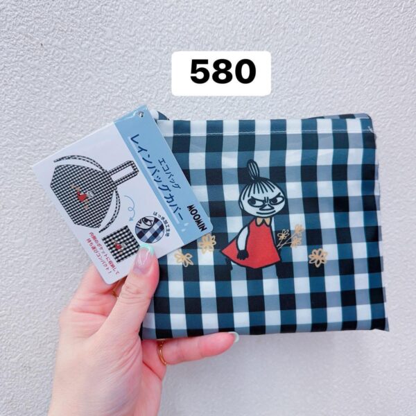 MOOMIN 小不點黑白格旅行可摺疊束口手提袋