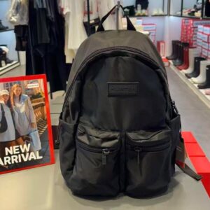 HUNTER 黑標拉鍊雙口袋後背包 黑