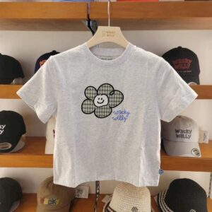 WACKY WILLY(前what it isnt) 格紋開心小花短TEE 《女版》 灰M