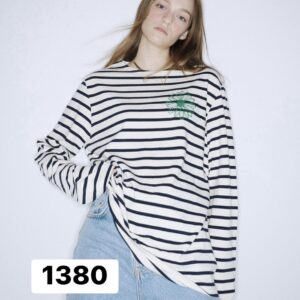 Store 343 MARDI MERCREDI 雛菊條紋薄長TEE