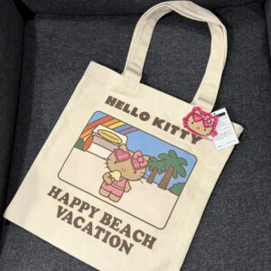 Store 177 HELLO KITTY HAPPY BEACH VACATION 烤焦KITTY帆布托特包 米白
