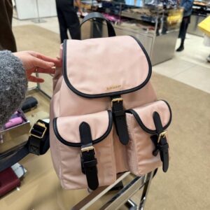 Store 738 新款尼龍雙口袋掀蓋後背包 粉