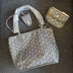 ANJOU MINI TOTE 雙面mini托特包+托特包釦環《黑色小愛心款》 灰