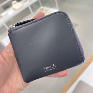Store 858 牛皮極簡燙金LOGO系列 L拉鍊短夾 炭灰