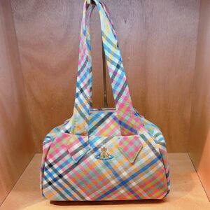 Store 739 新款布面保齡球包 桃紅格紋